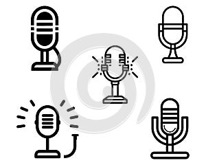 Table Microphone Icon set vector on white background