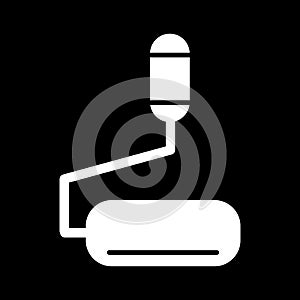 Table microphone vector icon. Black and white microphone illustration. Solid linear icon.