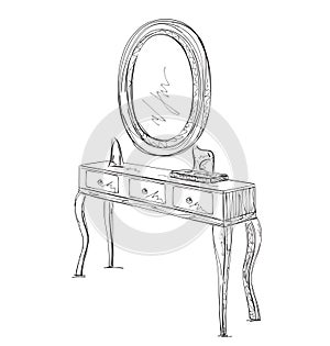 Table and mirror sketch.