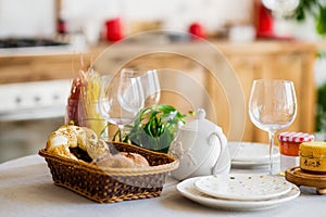 A table in the modern kitchen