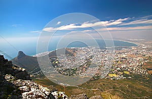 Table Mountain is a landmark overlooking the city of Cape Town in South Africa