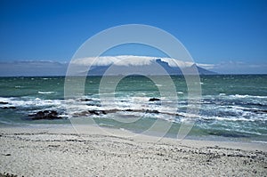 Table Mountain with 'table cloth' covering S Africa