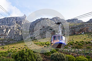 Table mountain view with cable car in Cape Town,South Africa.