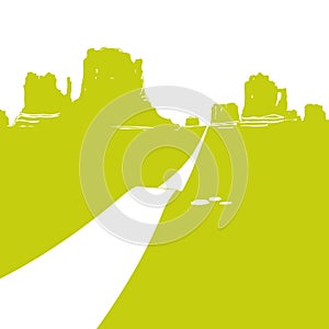 Table mountains and highway in the desert