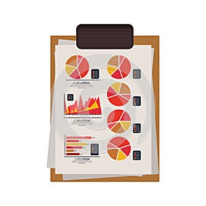 Table notepad with sheets and graphics