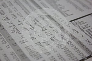 The table with number , stock market analyze.