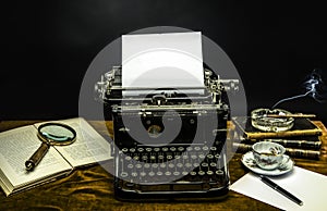 Table with a old typewriter