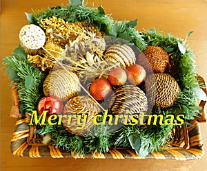 Table ornament with merry christmas wishes photo