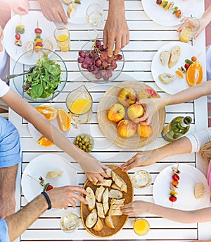 The table of people eating
