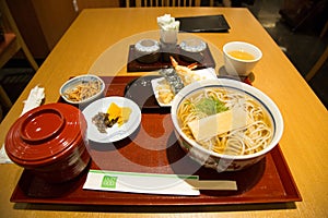 Table photography with several typical Japanese dishes