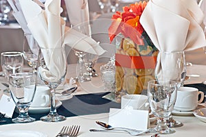 Table place setting with colorful center piece