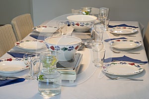 Table with plates and bowls