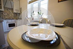 Table with plates and glasses