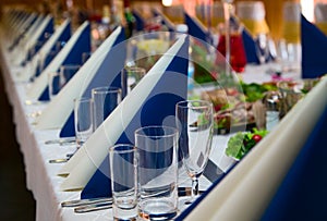 Table prepared for wedding banquet