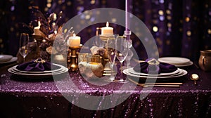 table purple and gold glitter background