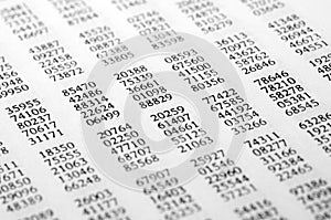 Table of random numbers