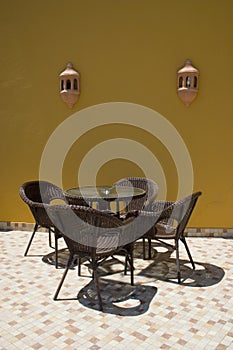 Table with rattan chairs