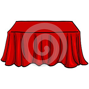 Table with Red Tablecloth Vector Illustration