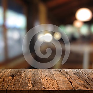 Table with restaurant background