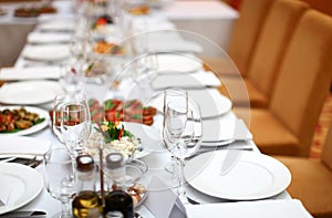 Table in a restaurant is ready for banquet