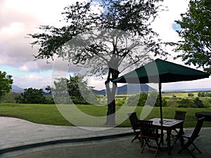 Table on a restaurant terrace