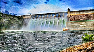 Table Rock Dam at Flood Stage in Hdr. photo