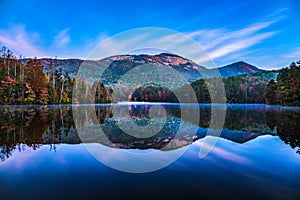 Table Rock State Park and Pinnacle Lake at Sunrise near Greenville South Carolina SC photo