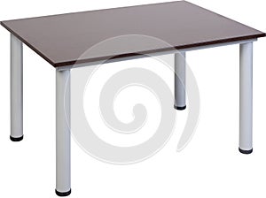 Table with round legs and dark wood plate