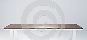 Table with rustic wooden tabletop suitable for product display. 3D render image.