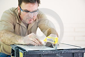 Table Saw Cutting Tile