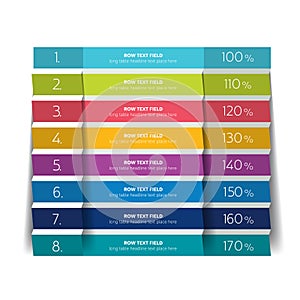 Table, schedule design template with 8 row.