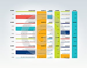 Table, schedule, tab, planner, infographic design template. Vector