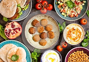 Table served with middle eastern traditional dishes