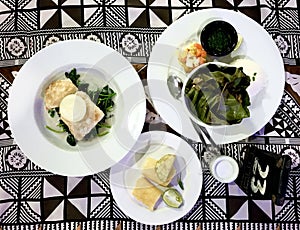 A Table served with upscale Fijian traditional cuisine