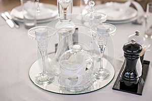 Table served for wedding dinner in restaurant