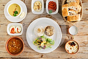 Table served wit traditional turkish dishes