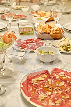 Table set with an appetizer for a celebration photo