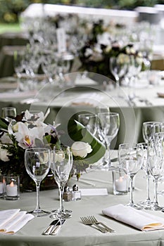 Table set for a banquet or event