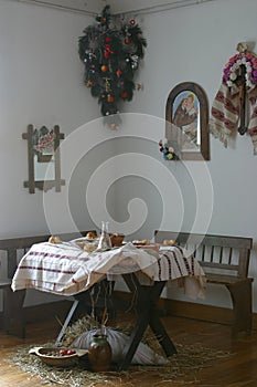 Table set for Christmas dinner