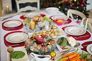 Table set for christmas dinner