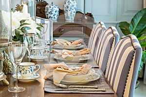 Table set in classic style dining room