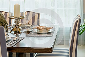 Table set in classic style dining room