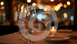 Table Set for Dining in a Cozy Restaurant. Generative AI