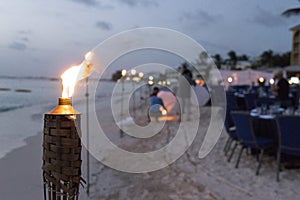 Table set for dinner on the beach