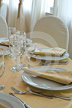 Table set for an event party.