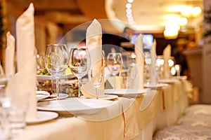 Table set for an event party or banquet
