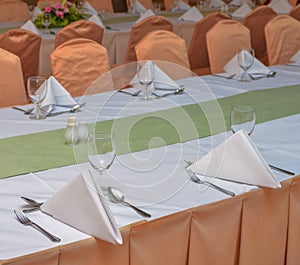 table set for an event party or dinner