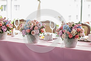 Table set for an event party or wedding reception