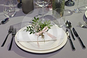 Table set for an event party or wedding reception