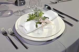 Table set for an event party or wedding reception